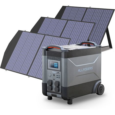 ALLPOWERS Station d'alimentation portable R4000 générateur solaire 3600Wh LiFePO4 batterie CA 4000W, charge rapide,extensible 21600 Wh avec 3 panneau solaire 100W pour camping, maison pannes de couran (1/5)