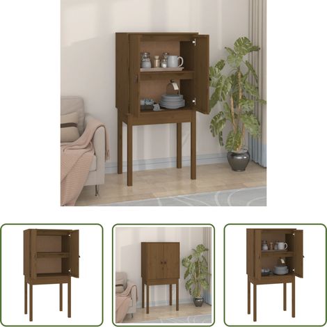 vidaXL Buffet marron miel - Buffet haut Marron miel 60x40x120 cm Bois massif de pin (1/5)