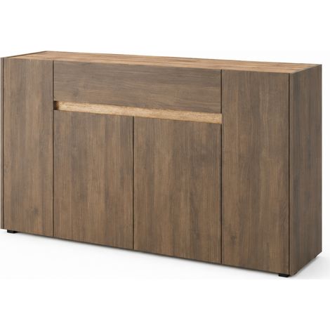 Credenza Moderna Madia Con 4 Ante E 1 Cassetto Mobile Contenitore Sala da Pranzo Soggiorno Design Senza Maniglie Elegante Capiente 170 x 85 x 40 Cm Noce (1/5)
