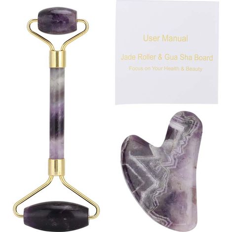 Rouleau de Massage Visage Double Tête Anti-Rides, Planche de Détente Corporelle Violette (1/5)