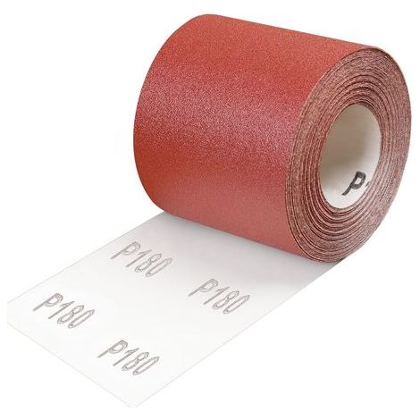 Rouleau de Papier Abrasif Grain 180, 93 mm x 10 m encollage résine synthétique de haute qualité et support papier renforcé, Ponçage Rouleau Abrasif pour Métal Bois, pour Ponceuses Vibrantes (1/5)