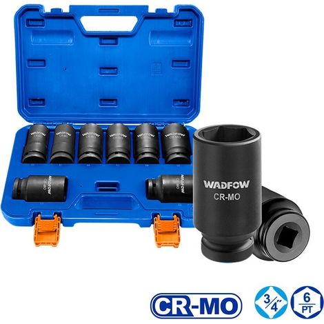 Juego de 8 llaves de impacto profundas WADFOW 3/4" Cr-Mo (1/4)
