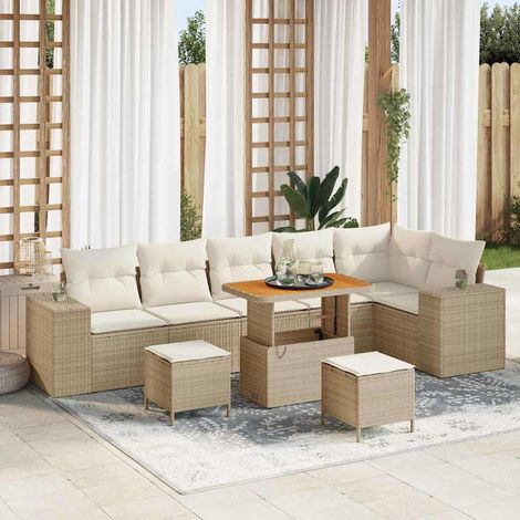 Ensemble de canapé de jardin 9 pc 6-Nombre de places vidaXL (1/5)