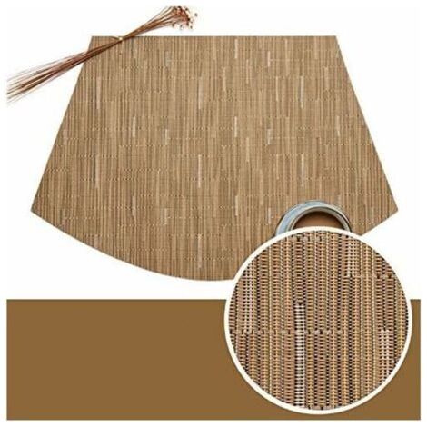 QORVA-Lot de 7 Set de Table en Forme de Coin 1 Rond Central en Vinyle Lavable résistant à la Chaleur Tapis de Table(Tan Bambou)-Fei Yu (1/3)