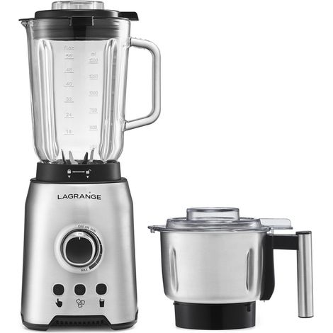 Blender 1200W avec bol thermorésistant 2,5L – 6 lames inox – Moulin à grains en inox – 3 programmes intégrés – Lagrange