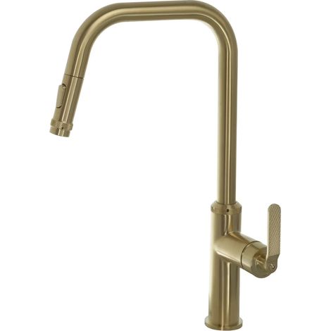 JTP Decor Kitchen Sink Mixer Tap Pull Out Single Lever - Brushed Brrass (1/2)