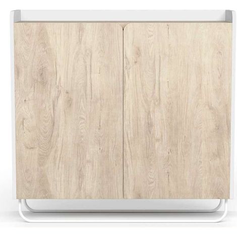 Recibidor zapatero 2 puertas modelo 526 acabado blanco/roble claro, 87 cm (alto) x 90 cm (ancho) x 25.5 cm (prof.) (1/5)