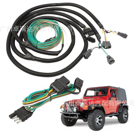 58902 4-poliger Anhänger-Kabelbaum mit Montage- und Crimpzubehör für Jeep Wrangler TJ 1998-2006 (1/4)