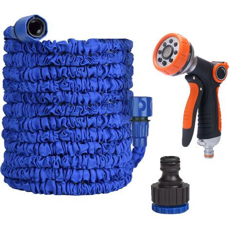 Tuyau d'Arrosage Extensible 25FT (7,5m) - Pistolet à Déclencheur Orange & Noir, Kit Polyvalent-lsw (1/4)