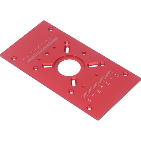 Fräsplatte aus Aluminium mit Hebesystem für Oberfräse, rote Grundplatte, Holzbearbeitungszubehör, Frästischeinsatz (1/5)
