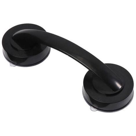 Poignée de douche simple sans perforation - Ventouse verrouillable - Poignée de douche pour personnes âgées avec poignée à ventouse - Noir (1/5)