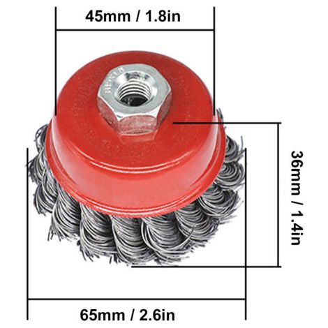 Ensemble de 5 brosses métalliques torsadées en forme de bol, avec fixation par vis M10, outil de polissage (1/5)