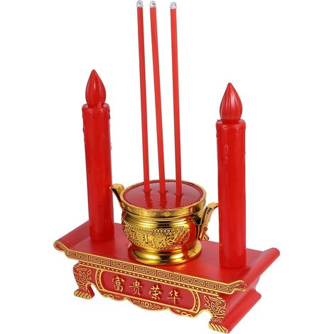Chandelier Bouddha LED Décoratif en Plastique Rouge, Porte Bougie Votive Rétro pour Décoration de Maison et Fêtes sans Batterie (1/5)