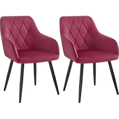 Lot de 2 Chaise Salle à Manger WOLTU, Chaise de Cuisine en Velours, Assis Rembourré et Pieds en Métal, Bordeaux (1/5)