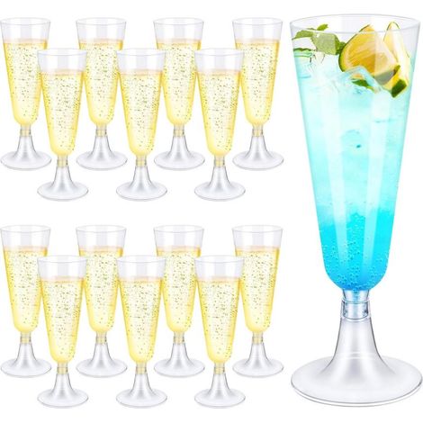 Lot de 25 flûtes à champagne transparentes 160ml plastique élégantes (1/5)