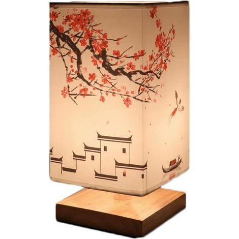 Veilleuse en Bois, Lampe De Chevet, Design Carré Original (1/5)