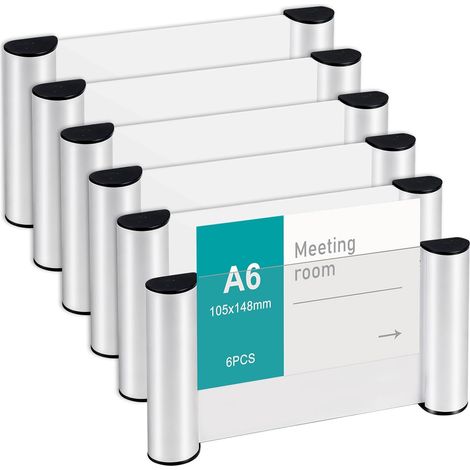 6 PCS A6 Plaque de Porte et de Signalisation,Plaque de porte bureau en aluminium,Plaque Porte Autocollantes,148 x 105 mm, Info Sign Bureau Panneau porte,autocollants à coller plaque adhésive