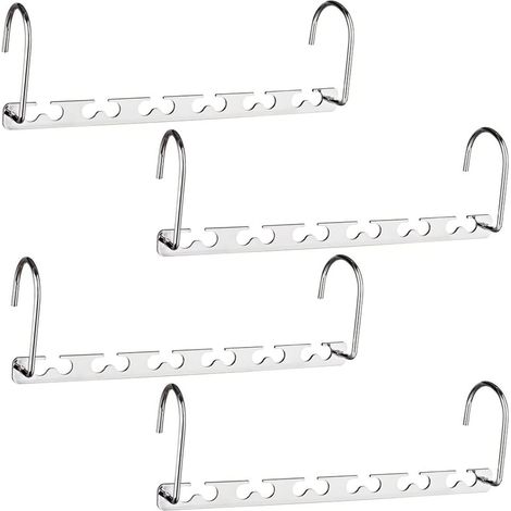 Cintre magique en acier inoxydable à 6 trous, antidérapant, multifonctionnel et pliable, pour suspendre vos manteaux ou pantalons épais (lot de 4). (1/5)