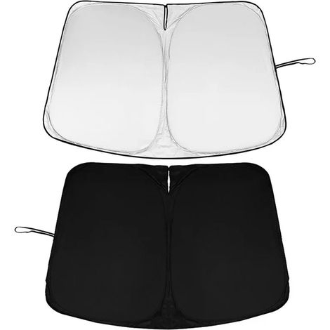 Couverture de Pare-Brise, Pare-Soleil Voiture 1PC Argent + Noir (1/5)