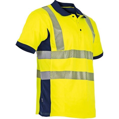 Polo manches courtes Vision haute visibilité, anti-UV - Jaune/Marine - T2 S - LMA - 9153 T2 (1/2)
