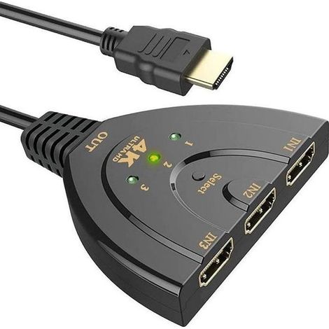 Switch HDMI 4K 60Hz, Multiprise HDMI 3 en 1 HD, Splitter HDMI Ultra Performant, Adaptateur HDMI pour PC PS4 PS3 Xbox (1/4)