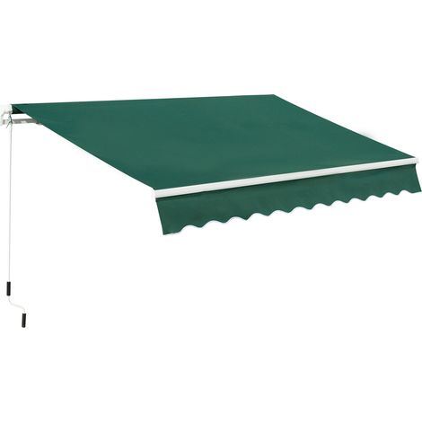 Outsunny Tenda Parasole a Manovella 3x2 m ad Angolazione Regolabile Verde