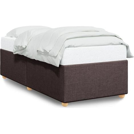 Cadre de lit en tissu marron foncé (matelas non inclus), dimensions 80 x 200 cm (1/5)