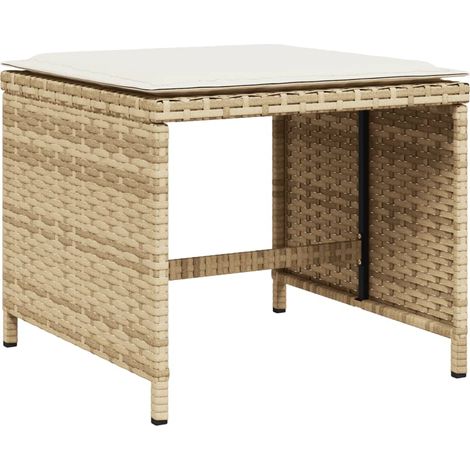 Taburetes de jardín con cojines 4 uds ratán PE beige 41x41x36cm vidaXL (1/5)