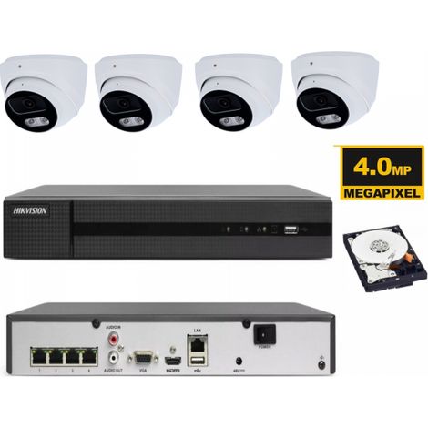 Kit Videosorveglianza IP PoE 4MP NVR 4 Canali 4K 4 Telecamere Turret con Audio HDD 1TB (1/5)