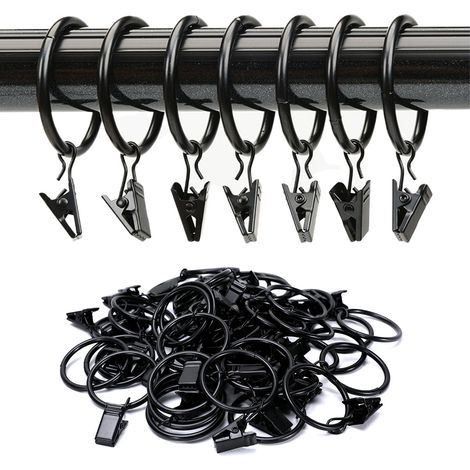 Confezione da 20 anelli per tende Fippy con clip, anelli in metallo da 38 mm per tende e bastoni