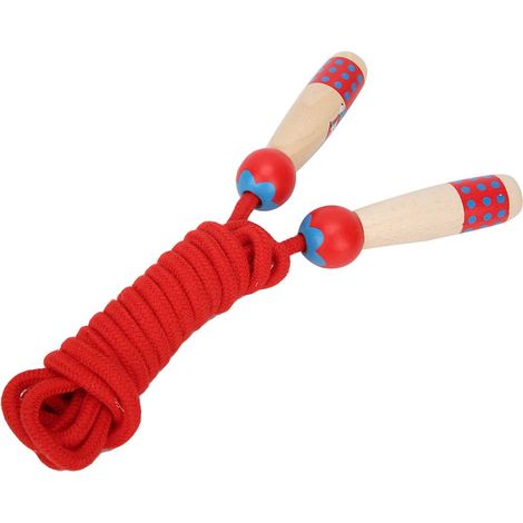 Corde à sauter en bois rouge de 3 mètres, idéale pour le fitness et les activités de plein air des enfants et des étudiants. (1/5)