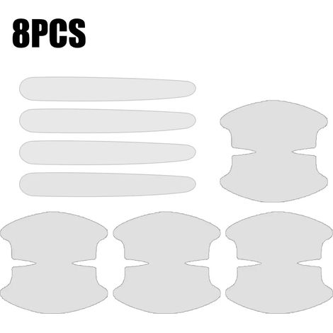(8 pièces) Autocollants de protection anti-rayures universels pour poignées de portières de voiture - Film protecteur transparent et invisible pour la peinture des portières (1/4)