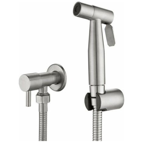 Douchette Wc Kit Complet - Kit Douchette Wc avec Vanne 3 Voies ,Tailles Standards France(G1/2") Argent (1/5)
