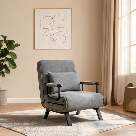 Fauteuil coloris gris foncé en lin métal Sponge 190 x 74 x 26 cm (1/5)