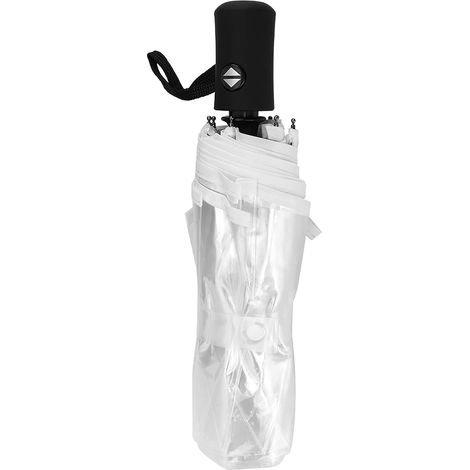 Paraguas transparente plegable automático, portátil, resistente al viento, con mango antideslizante, para actividades al aire libre.