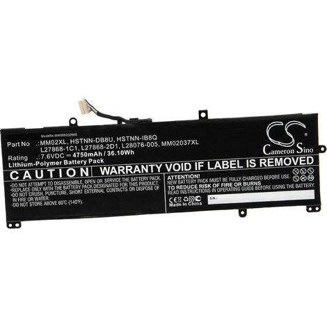 vhbw Akku kompatibel mit HP Pavilion 13-AN0000TU, 13-AN0001NF, 13-AN0000TU 5GQ99PA, 13-AN0001NS, 13-AN0001NK Notebook (4750 mAh, 7,6 V, Li-Polymer) (1/2)