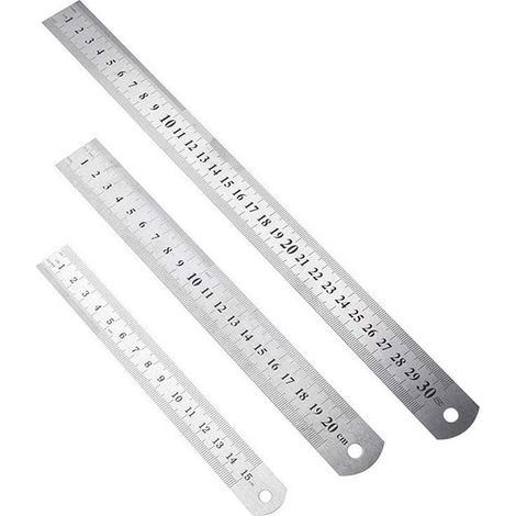 3 pcs Règle en Acier Inoxydable,Règle de Mesure en acier Inoxydable à échelle Double face,Différentes Tailles de Règle en Acier Inoxydable de Précision Robuste (1/5)