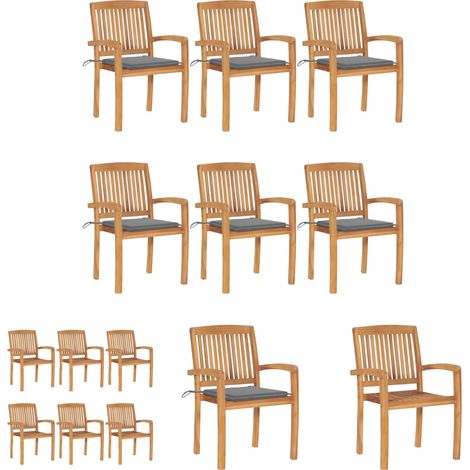 Gartenmöbel Teak - vidaXL Stapelbare Gartenstühle mit Kissen 6 Stk. Massivholz Teak - Holzstühle für den Außenbereich (1/5)