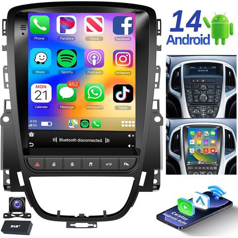 Autoradio Android 14 avec GPS et Apple CarPlay pour Opel Astra J 2009-2014 - 2+64G DAB+ CAM
