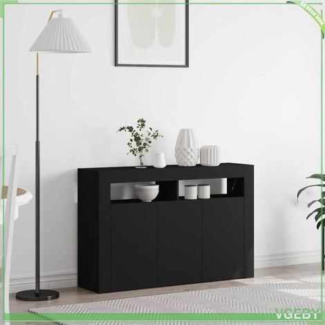 Buffet bas - 3333877 - Noir - Bois d'ingénierie - 116 x 30 x 75 cm (1/5)