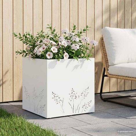 vidaXL Macetero de Jardín Blanco 50 x 50 x 49 cm (1/5)
