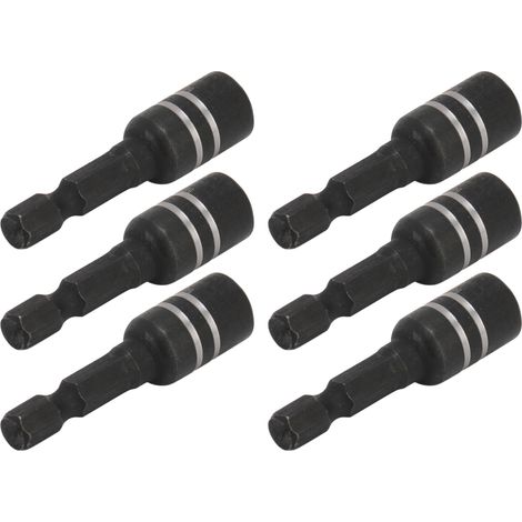 Jeu de 10 embouts de vissage magnétiques hexagonaux M8 x 48 mm (queue de 6,35 mm), noirs, pour perceuse à percussion (1/5)