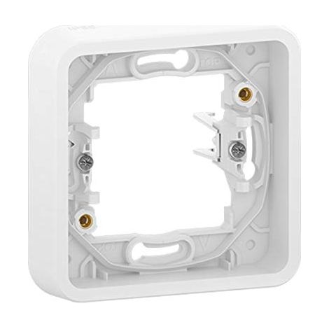 Schneider Electric – Cadre 1 poste étanche IP55 – Mureva blanc – Pour mécanisme à associer – Tenue aux chocs IK08 – Largeur 84mm, hauteur 84mm, profondeur 44mm