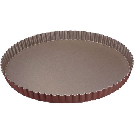 Moule à tarte avec fond fixe en métal anti-adhérent 28  cm -