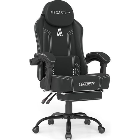 Ergonomischer Gaming Stuhl mit Verstellbarer Rückenlehne in Weiß - Bürostuhl (1/5)