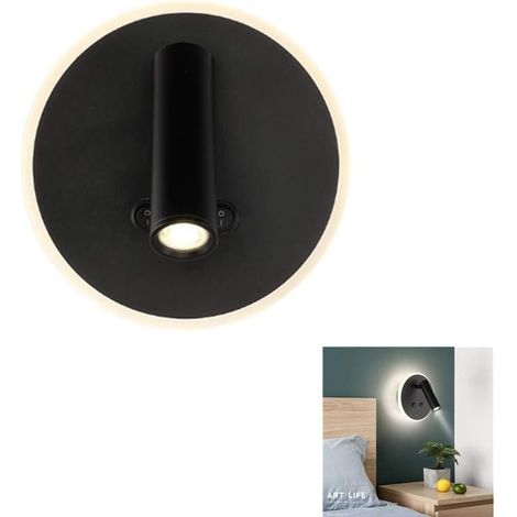 Applique Murale LED - 7 W + 3 W - Double Interrupteur - Rotation 360° - Pour Lecture Chambre Loft Tête De Lit - 1 Pièce (1/5)
