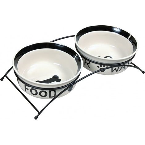 TRIXIE 24641 A set of ceramic bowls on a stand 0.6 l (1/4)