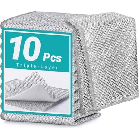 Lot de 5 chiffons à vaisselle polyvalents anti-rayures en fil souple sans danger pour les ustensiles de cuisine antiadhésifs, frottent et nettoient la vaisselle, les éviers, les comptoirs, les plaques (1/5)