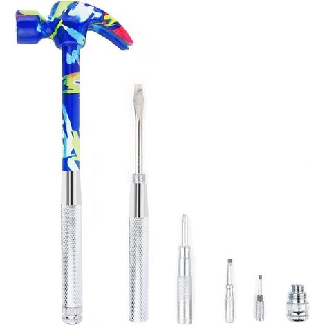 6-in-1 Multitool Klauenhammer mit Schraubendrehern und Nagelabzieher, blau (1/5)