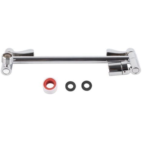 Pommeau de douche avec raccord en cuivre, bras de douche coudé réglable, support avec tige d'extension dentée (1/4)
